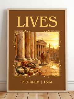 Lives Classic Book Art Print by Plutarch – framed print leaning on a wooden floor