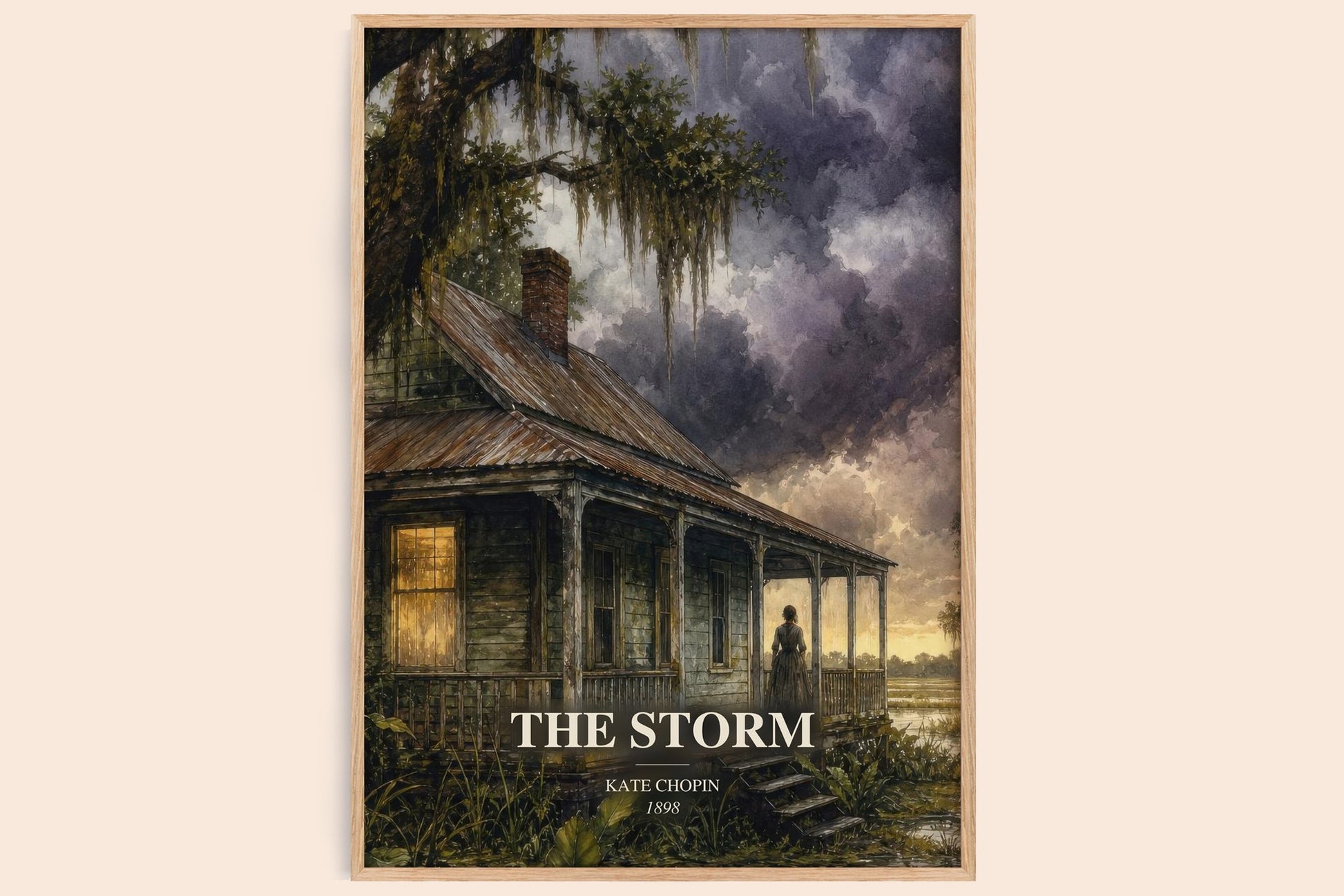 The Storm watercolour book poster by Kate Chopin – framed literary art print