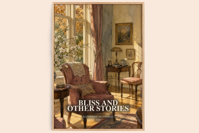 Bliss And Other Stories watercolour book poster by Katherine Mansfield – framed literary art print