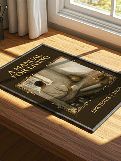 A manual for living Classic Book Art Print by Epictetus – print on a sunlit desk
