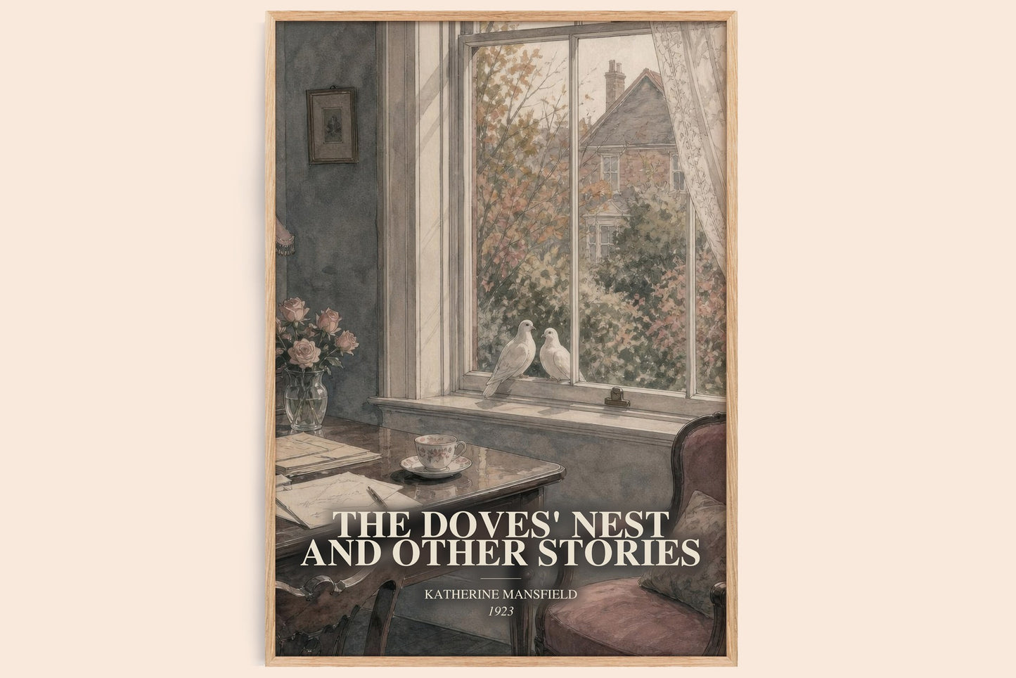 The Doves' Nest And Other Stories watercolour book poster by Katherine Mansfield – framed literary art print