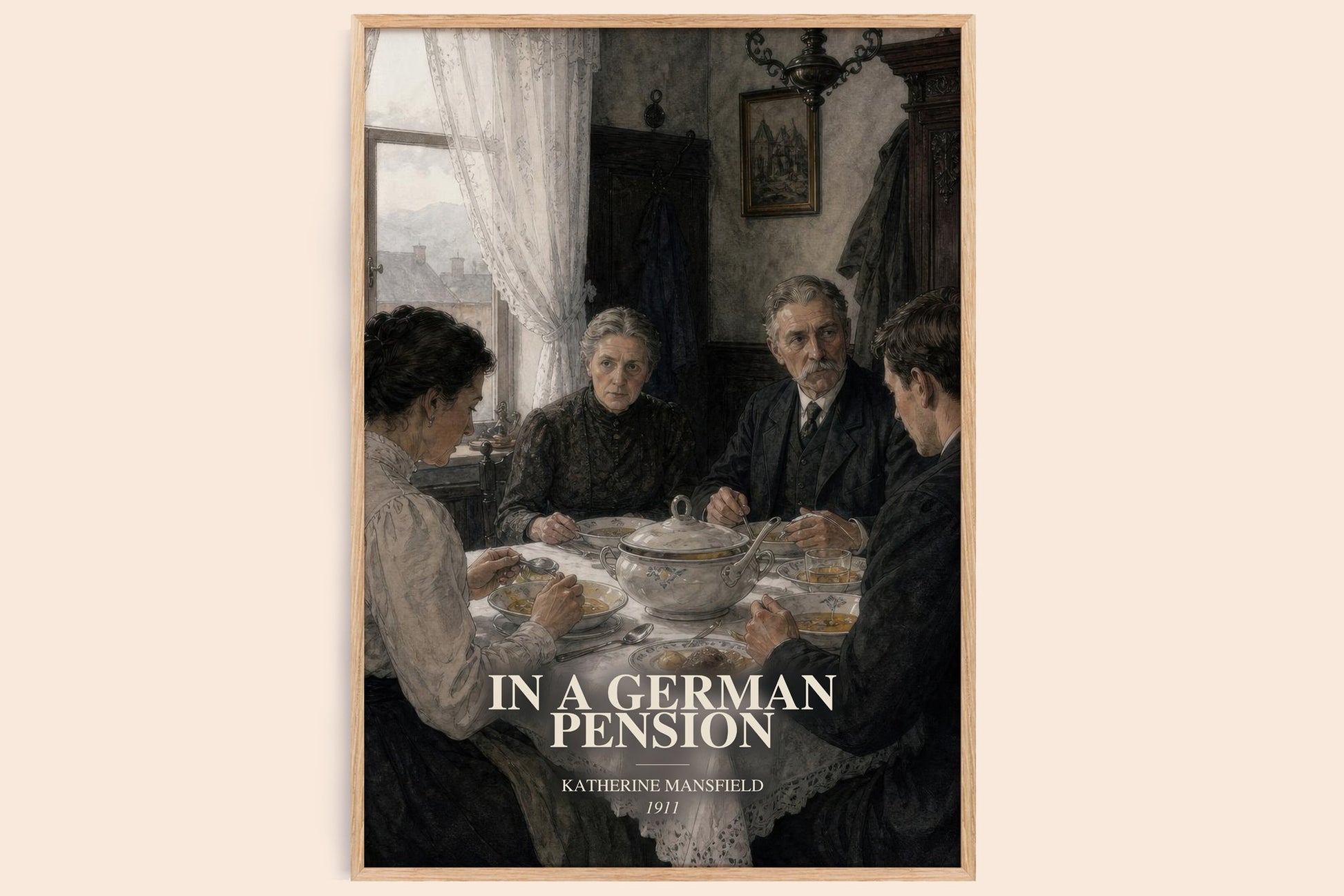 In A German Pension watercolour book poster by Katherine Mansfield – framed literary art print