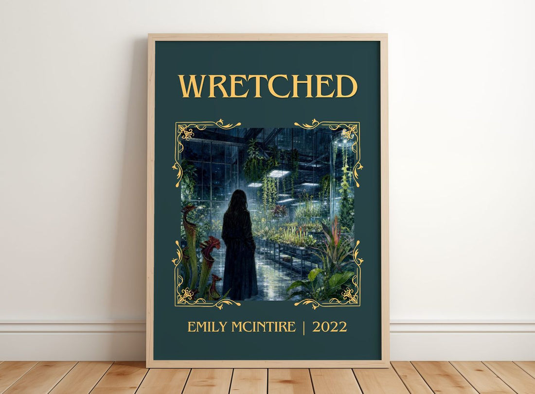Wretched Classic Book Art Print by Emily McIntire – framed print leaning on a wooden floor
