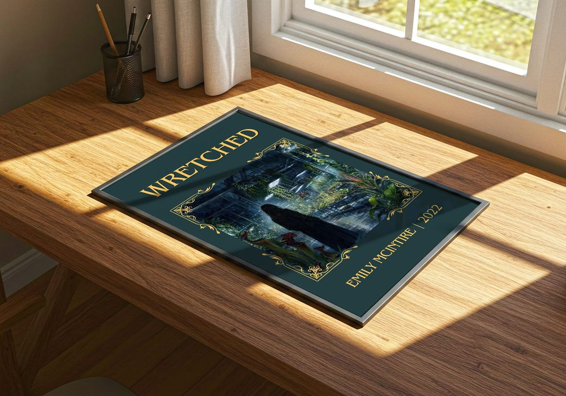 Wretched Classic Book Art Print by Emily McIntire – print on a sunlit desk