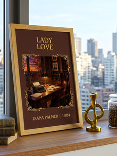 Lady Love Classic Book Art Print by Diana Palmer – framed print on a city-view windowsill