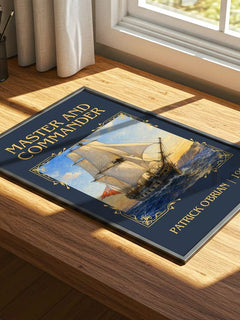 Master and Commander Classic Book Art Print by Patrick O'Brian – print on a sunlit desk