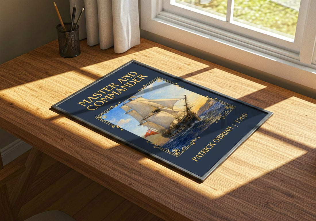 Master and Commander Classic Book Art Print by Patrick O'Brian – print on a sunlit desk