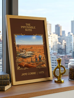 The Impossible Boss Classic Book Art Print by Jane Corrie – framed print on a city-view windowsill