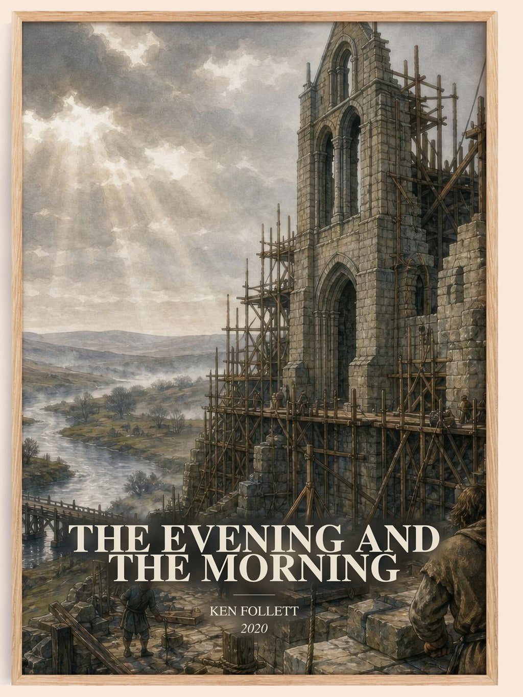 The Evening And The Morning watercolour book poster by Ken Follett – framed literary art print