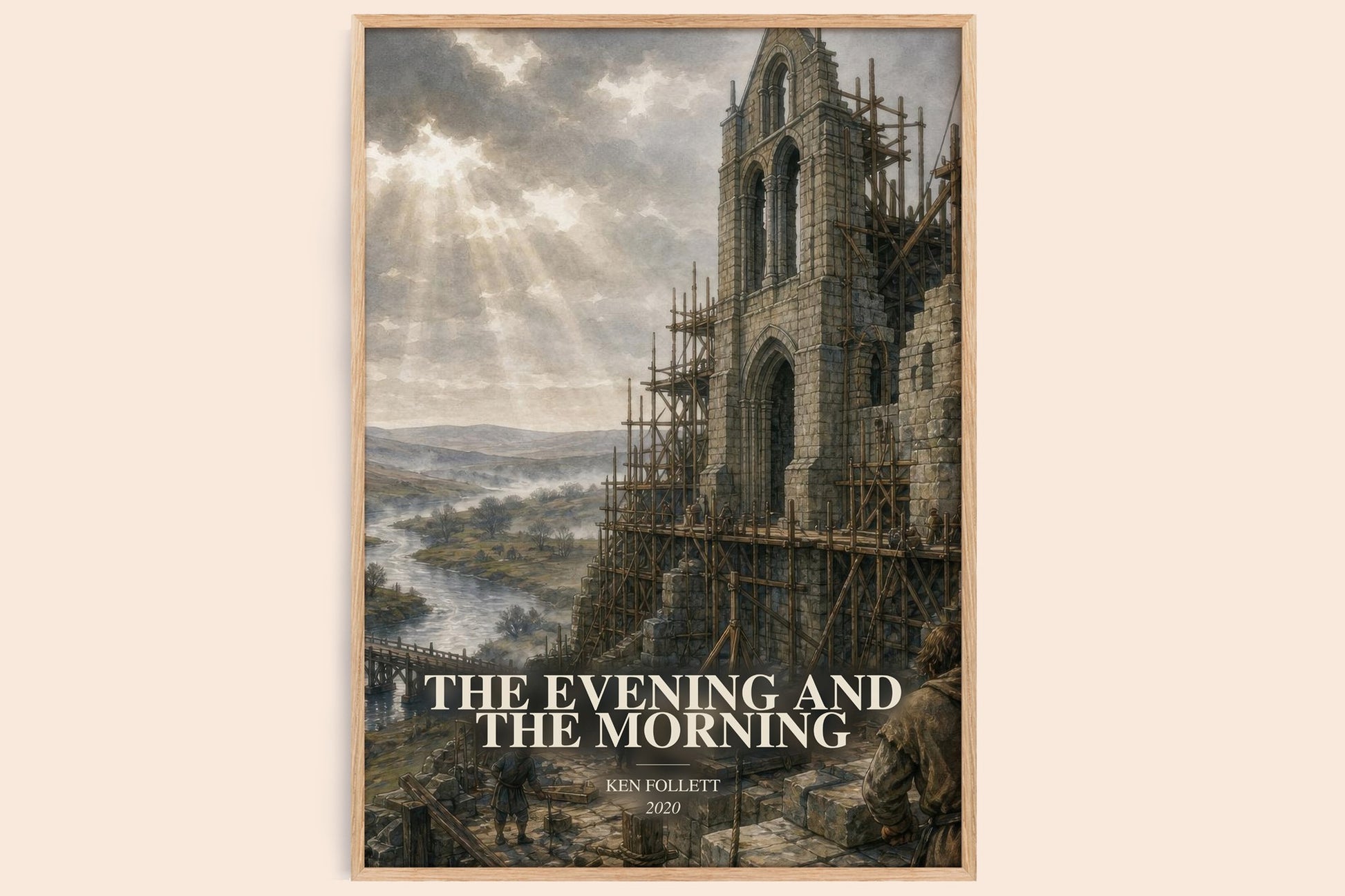 The Evening And The Morning watercolour book poster by Ken Follett – framed literary art print
