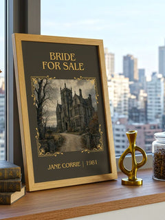 Bride For Sale Classic Book Art Print by Jane Corrie – framed print on a city-view windowsill