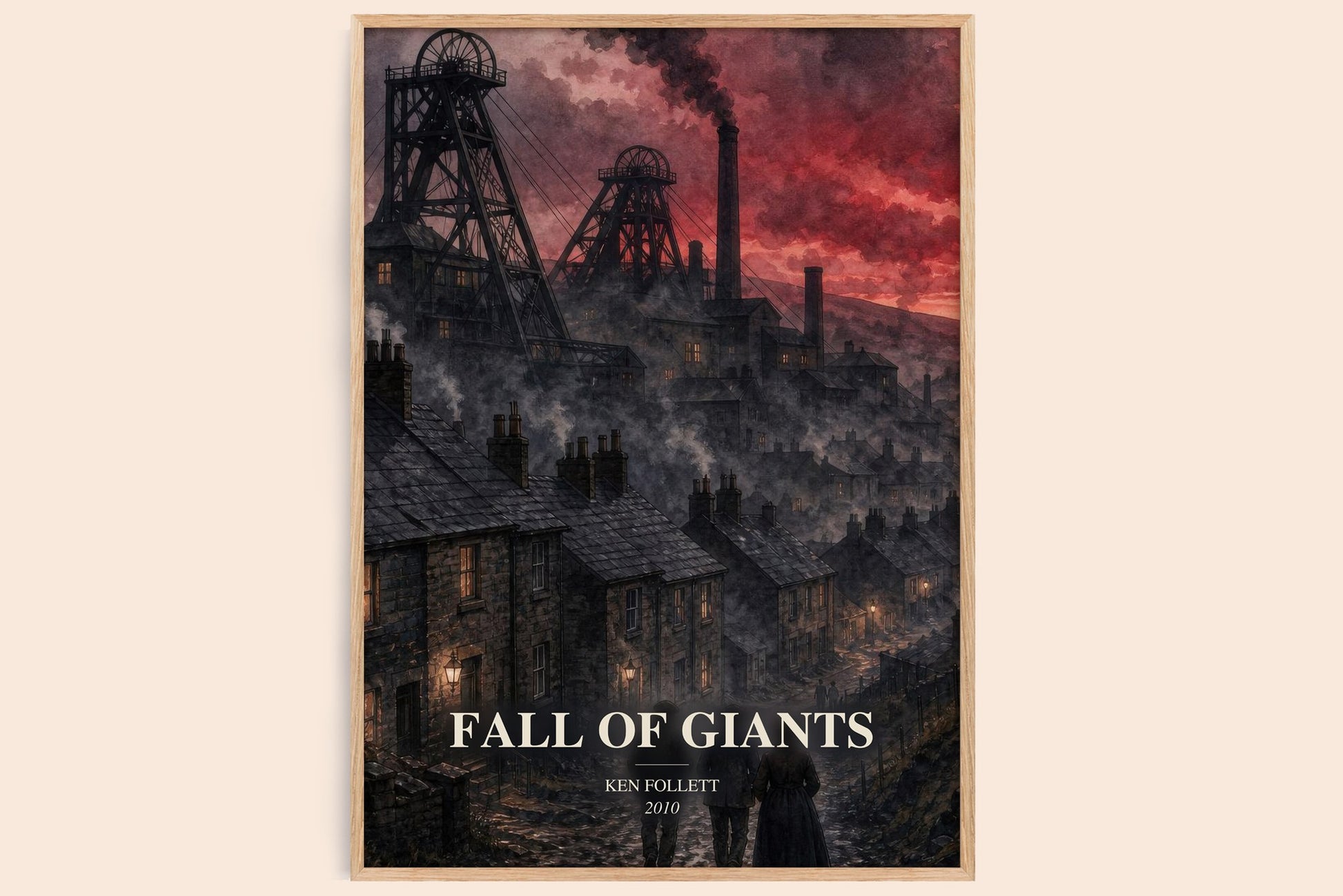 Fall Of Giants watercolour book poster by Ken Follett – framed literary art print