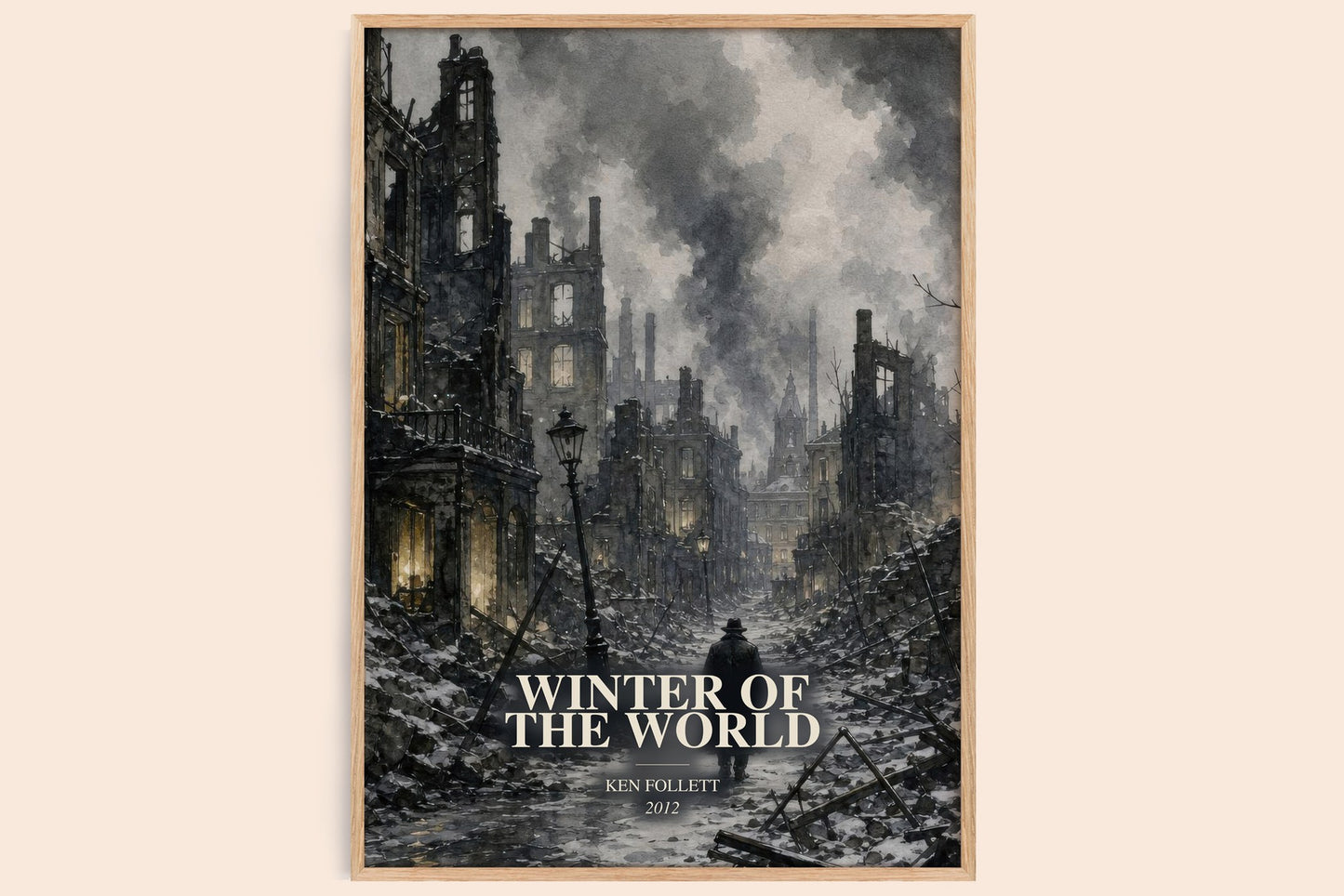Winter Of The World watercolour book poster by Ken Follett – framed literary art print