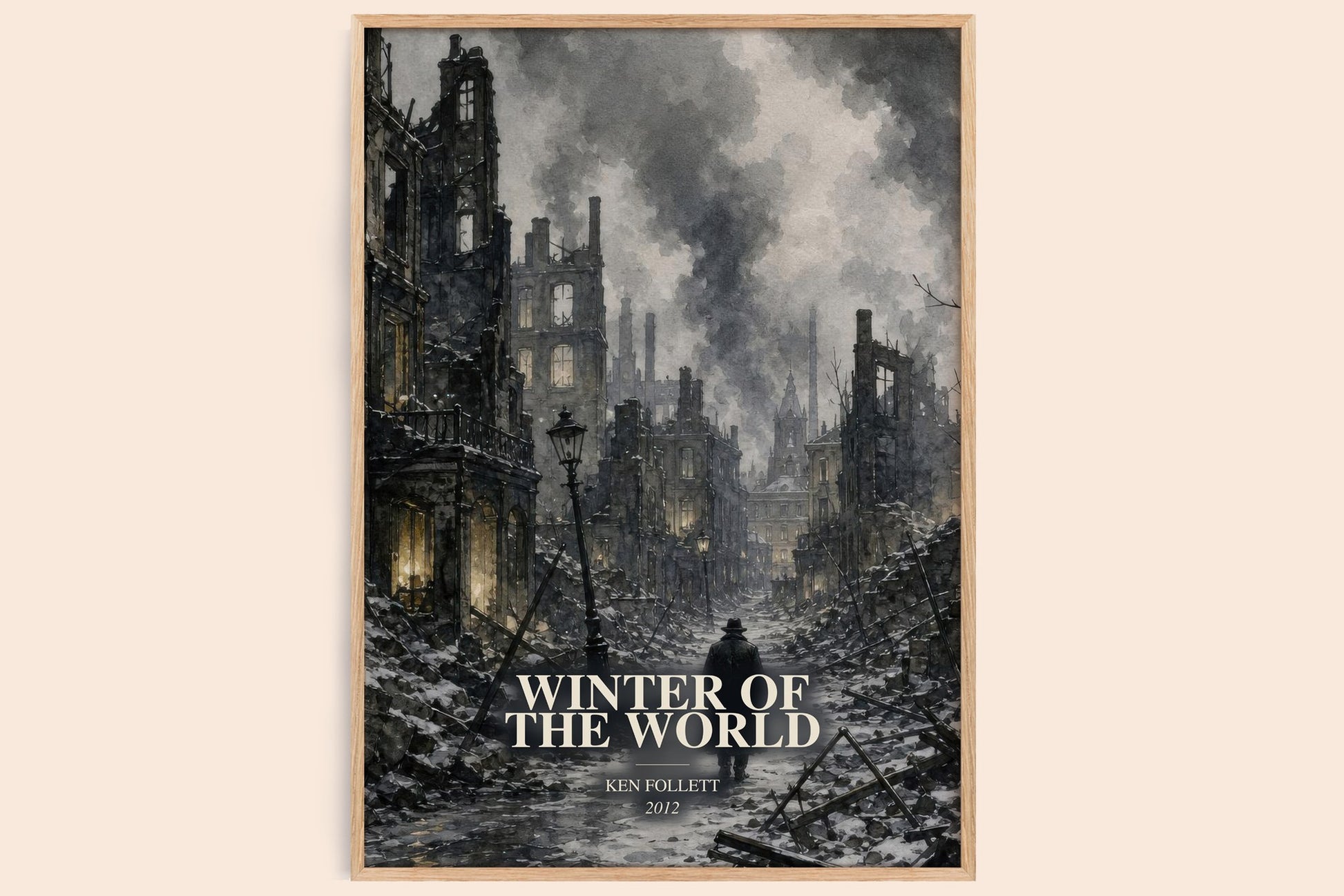 Winter Of The World watercolour book poster by Ken Follett – framed literary art print