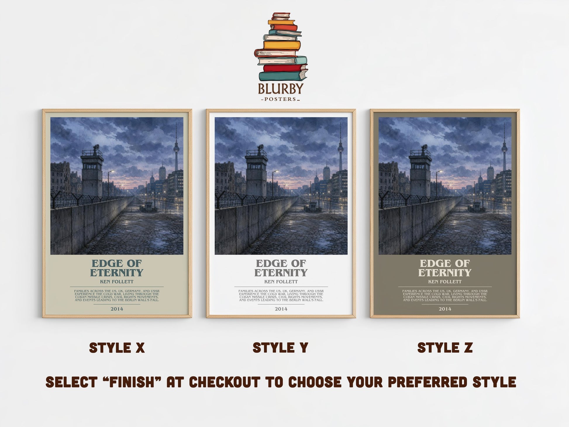 Edge Of Eternity bookish print in frame leaning in hallway – historical fiction wall art