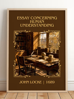 Essay concerning human understanding Classic Book Art Print – framed print leaning on a wooden floor
