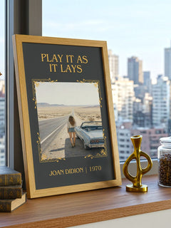 Play It as It Lays Classic Book Art Print by Joan Didion – framed print on a city-view windowsill