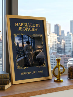 Marriage In Jeopardy Classic Book Art Print by Miranda Lee – framed print on a city-view windowsill