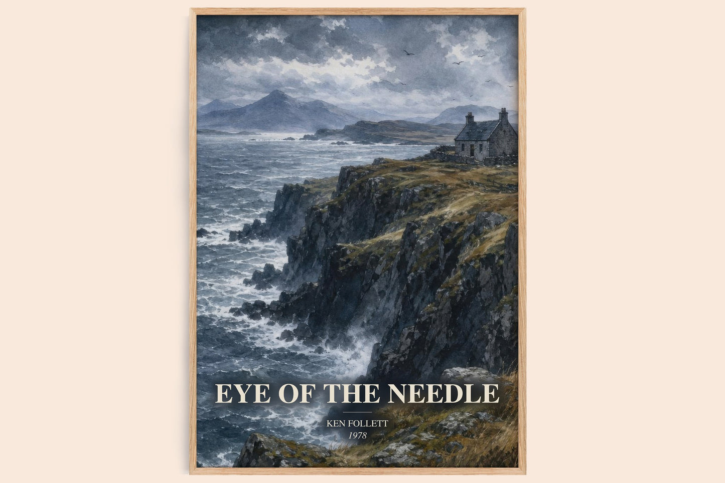 Eye Of The Needle watercolour book poster by Ken Follett – framed literary art print