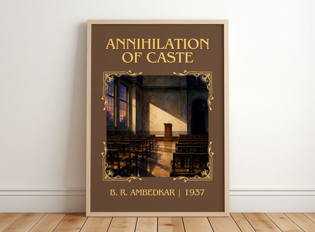 Annihilation of caste Classic Book Art Print by B. R. Ambedkar – framed print leaning on a wooden floor