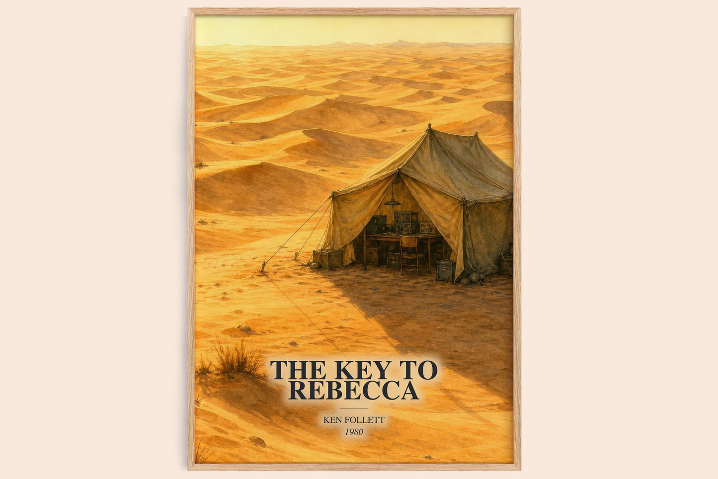The Key To Rebecca watercolour book poster by Ken Follett – framed literary art print