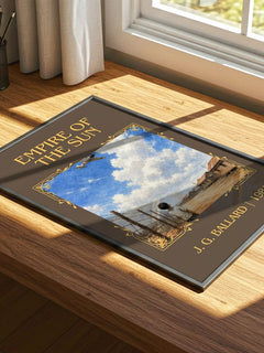 Empire of the Sun Classic Book Art Print by J. G. Ballard – print on a sunlit desk
