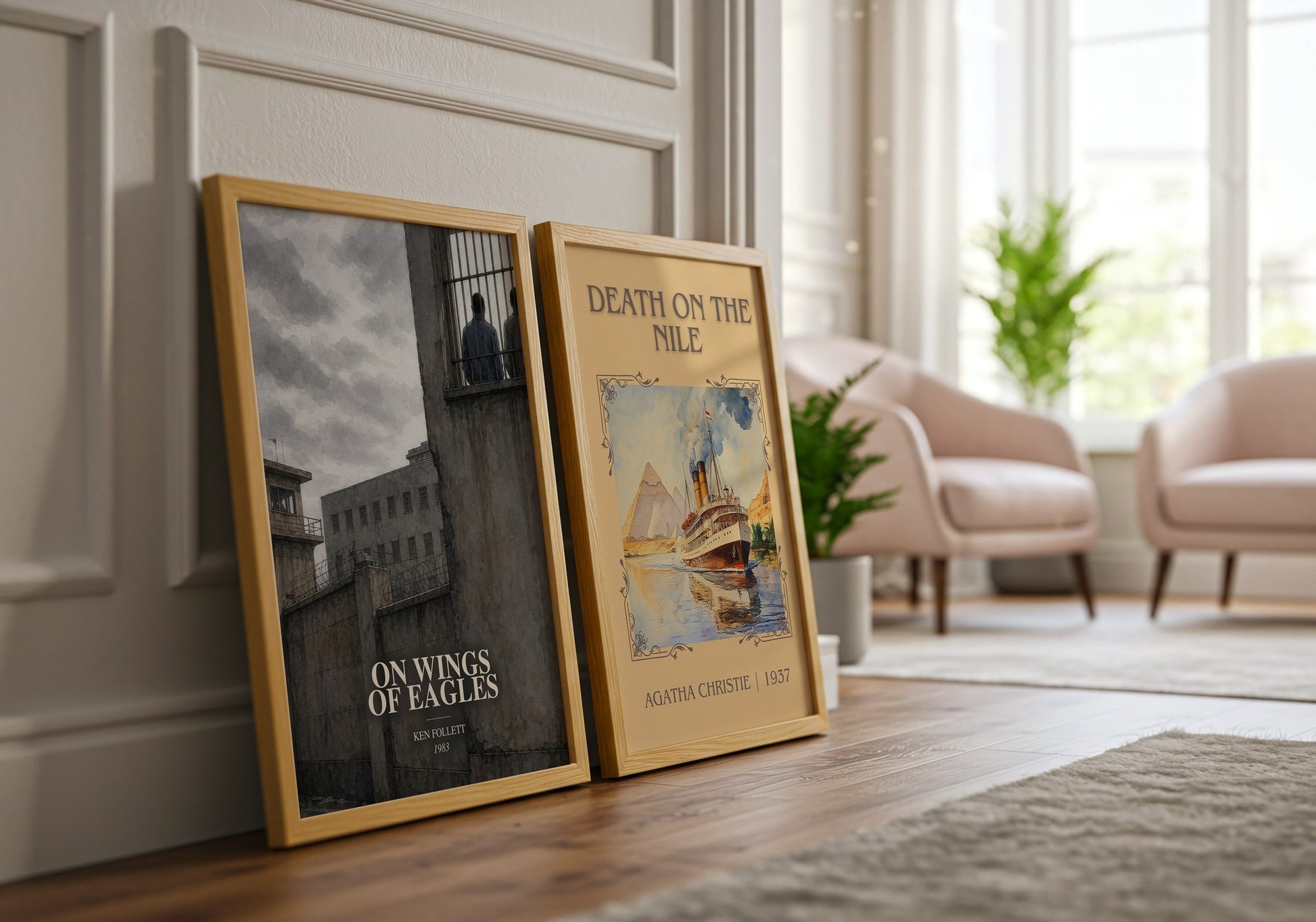 On Wings Of Eagles watercolour print framed by window – literary home decor