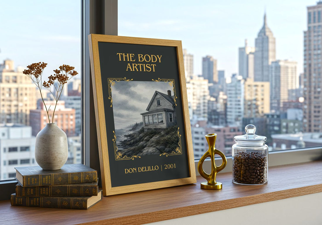 The Body Artist Classic Book Art Print by Don DeLillo – framed print on a city-view windowsill