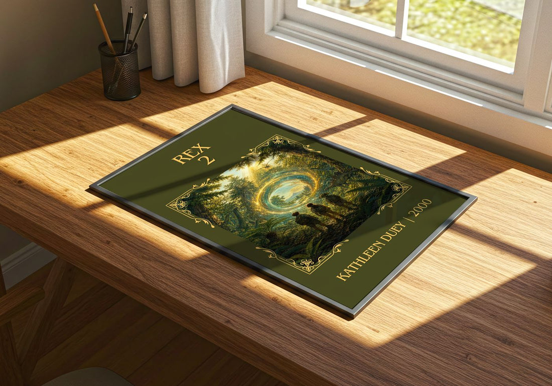 Rex 2 Classic Book Art Print by Kathleen Duey – print on a sunlit desk