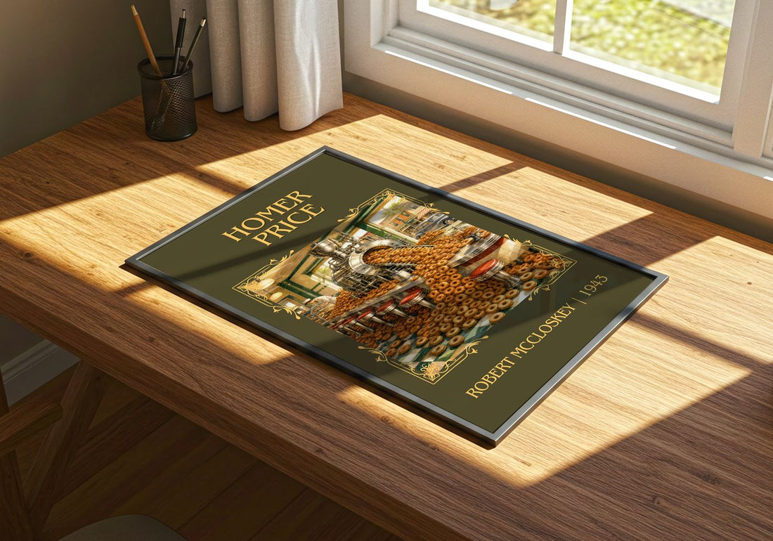 Homer Price Classic Book Art Print by Robert McCloskey – print on a sunlit desk