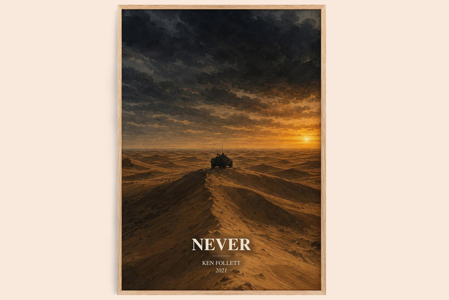 Never watercolour book poster by Ken Follett – framed literary art print