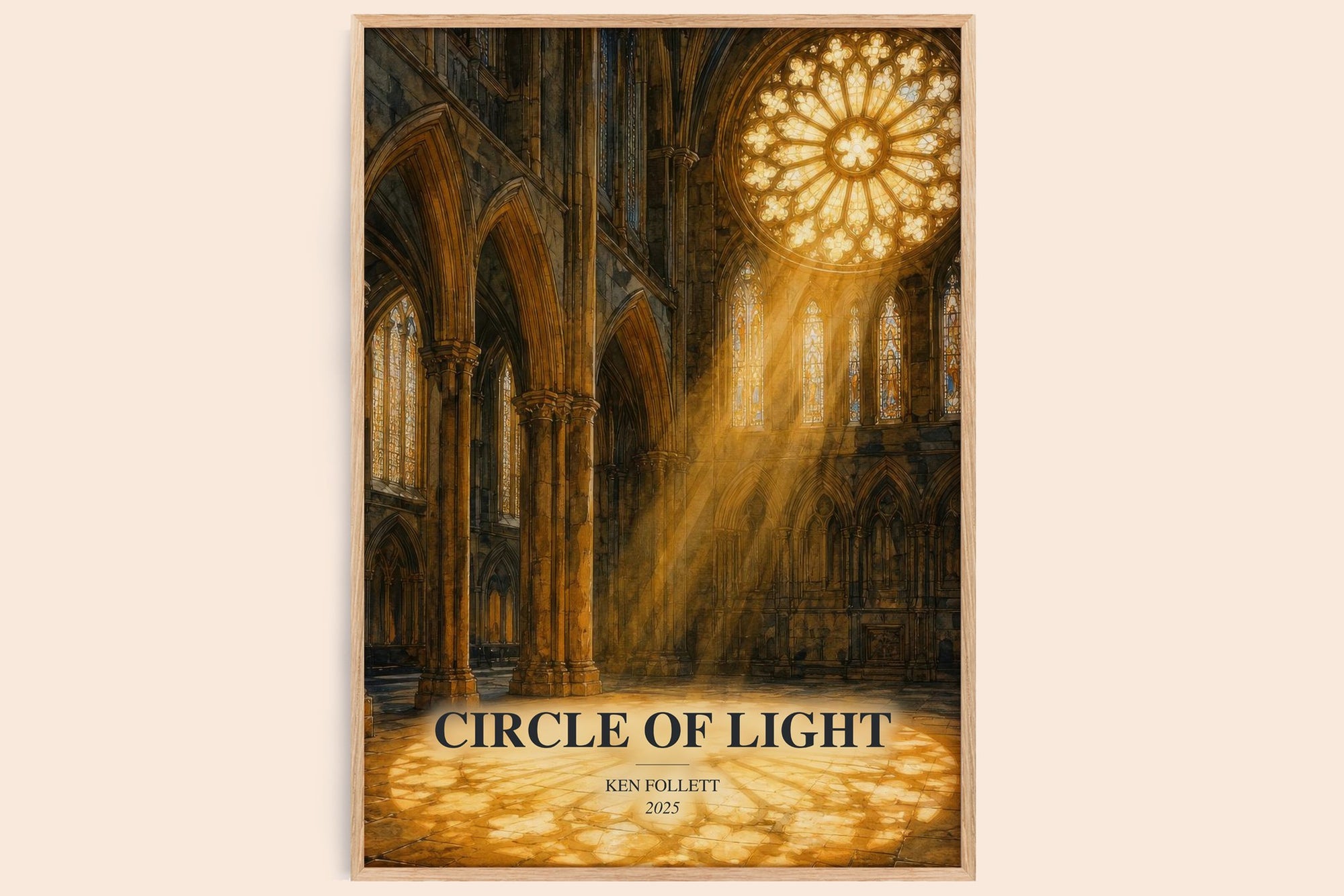 Circle Of Light watercolour book poster by Ken Follett – framed literary art print