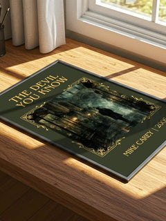 The Devil You Know Classic Book Art Print by Mike Carey – print on a sunlit desk