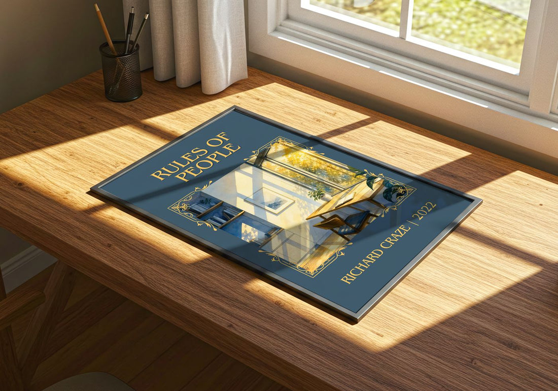 Rules of People Classic Book Art Print by Richard Craze – print on a sunlit desk