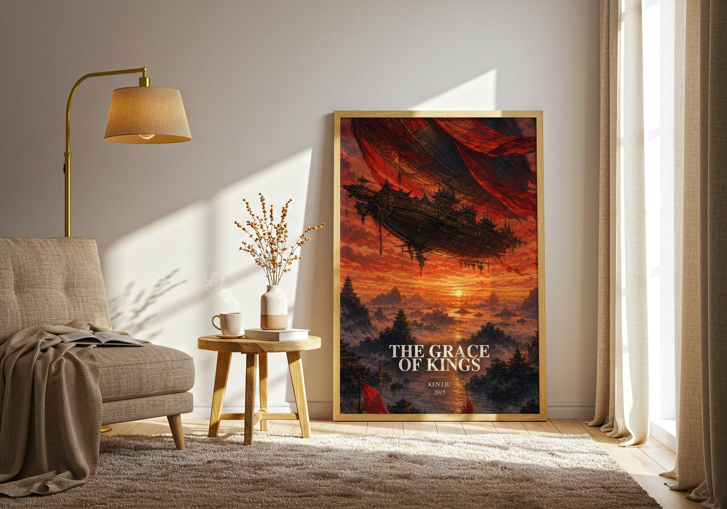 The Grace Of Kings watercolour print in frame leaning in hallway – fantasy wall art