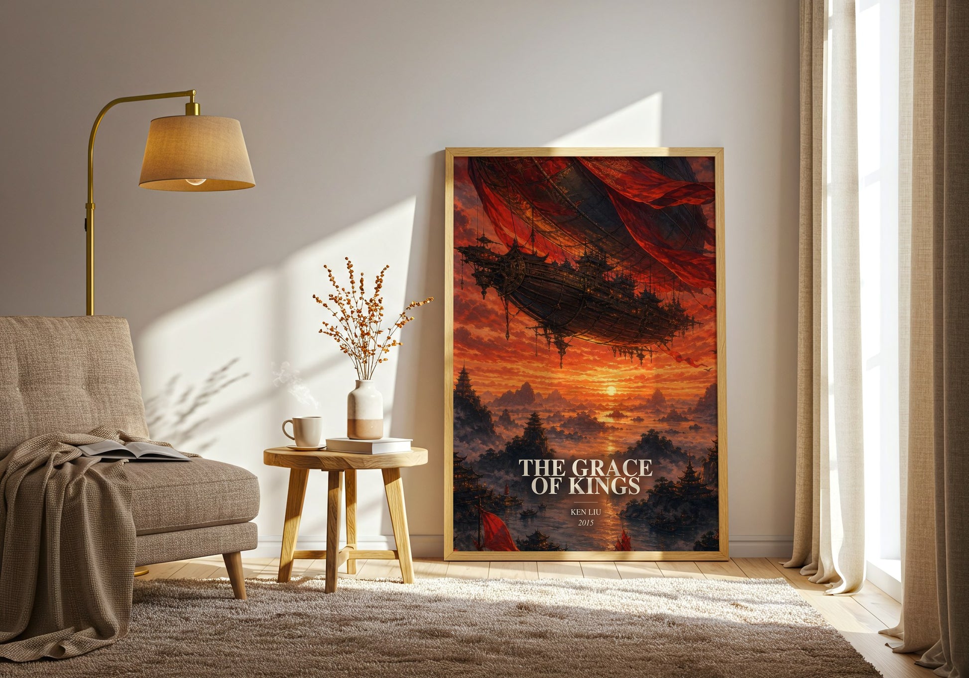 The Grace Of Kings watercolour print in frame leaning in hallway – fantasy wall art