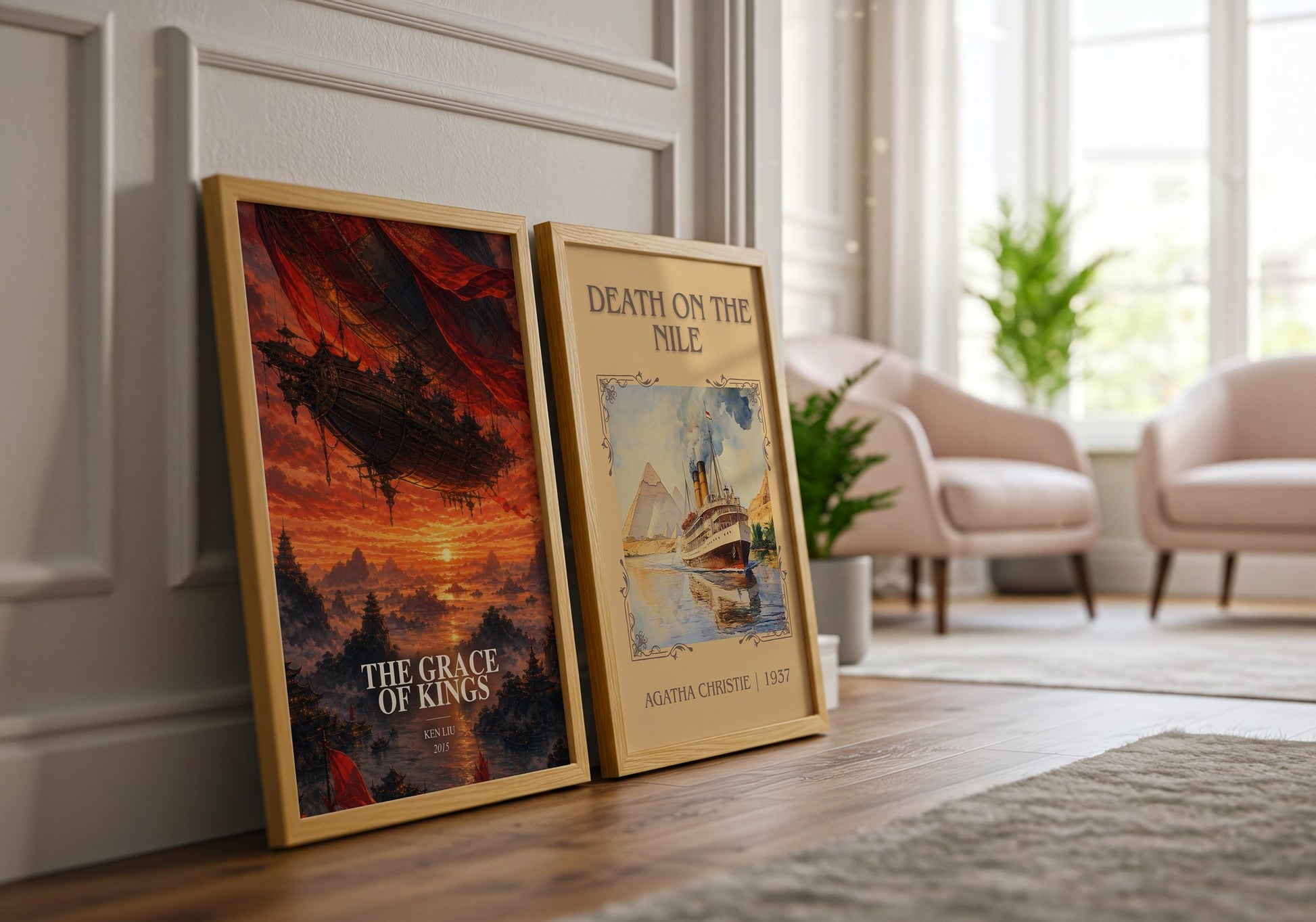 The Grace Of Kings watercolour print framed by window – literary home decor