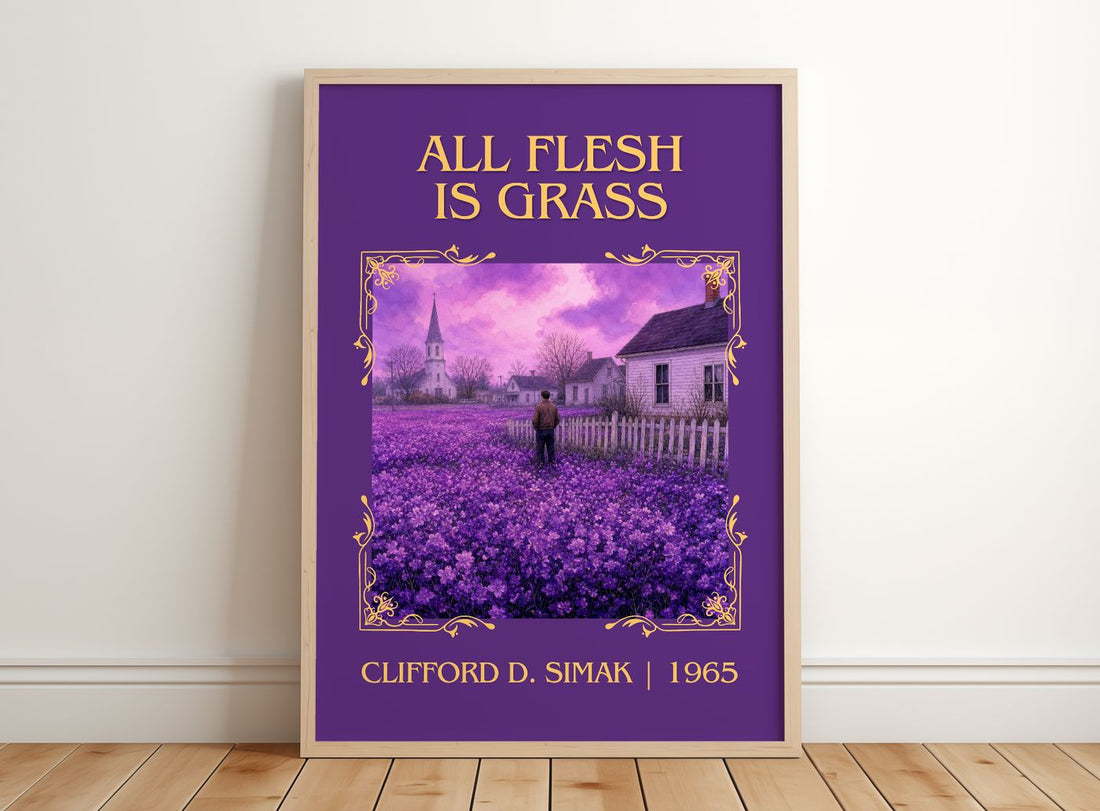 All Flesh Is Grass Classic Book Art Print by Clifford D. Simak – framed print leaning on a wooden floor