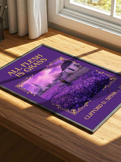 All Flesh Is Grass Classic Book Art Print by Clifford D. Simak – print on a sunlit desk