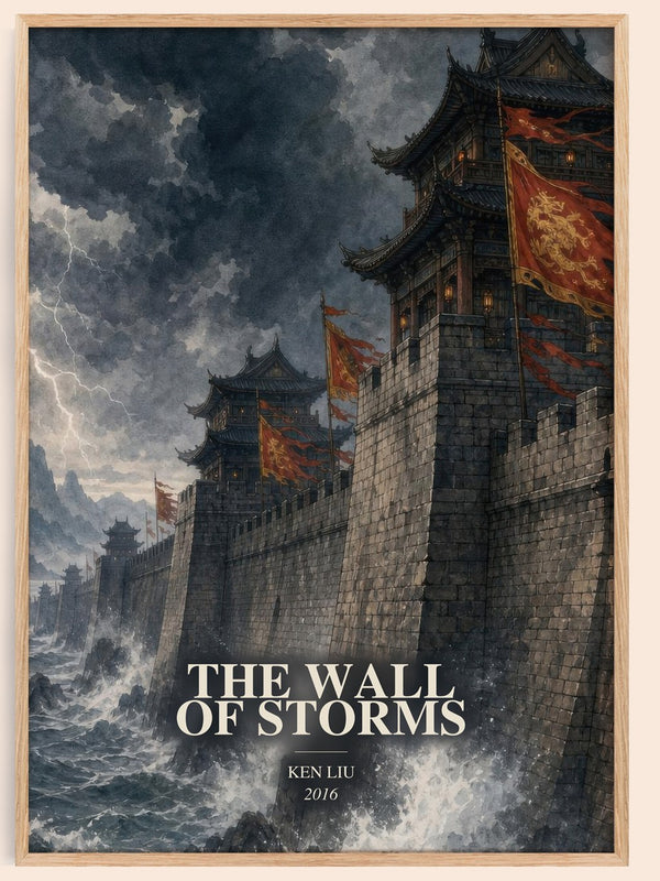 The Wall Of Storms watercolour book poster by Ken Liu – framed literary art print