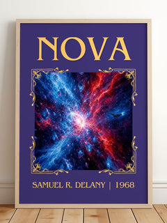 Nova Classic Book Art Print by Samuel R. Delany – framed print leaning on a wooden floor