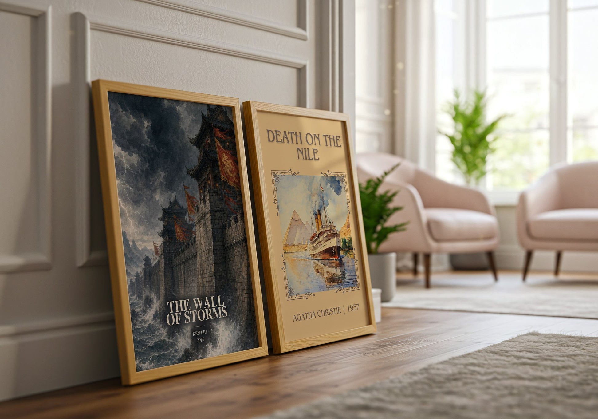 The Wall Of Storms watercolour print framed by window – literary home decor