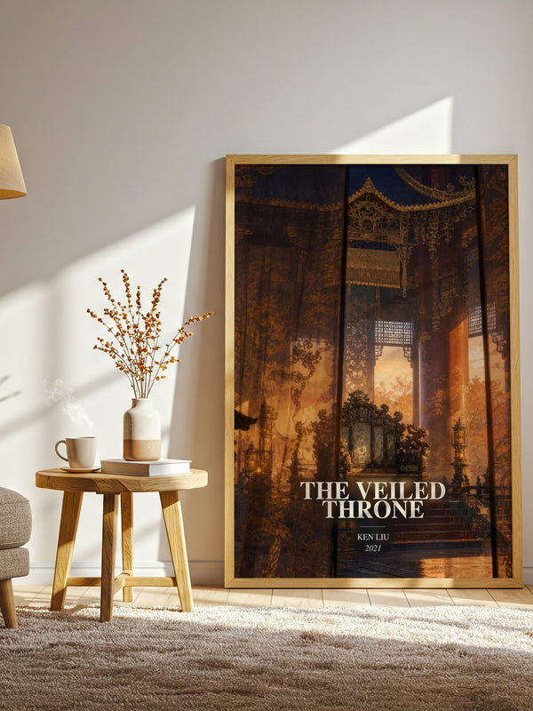 The Veiled Throne watercolour print in frame leaning in hallway – fantasy wall art