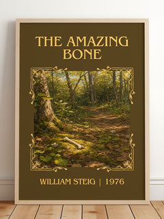 The amazing bone Classic Book Art Print by William Steig – framed print leaning on a wooden floor