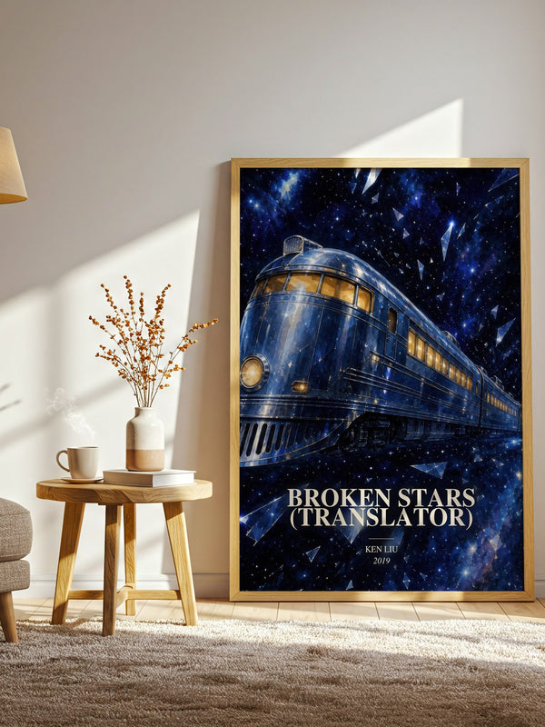 Broken Stars (Translator) watercolour print in frame leaning in hallway – sci fi wall art