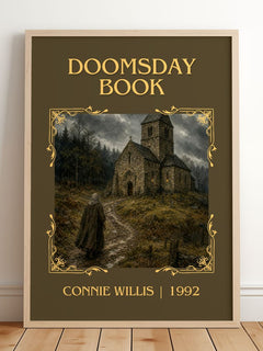 Doomsday book Classic Book Art Print by Connie Willis – framed print leaning on a wooden floor