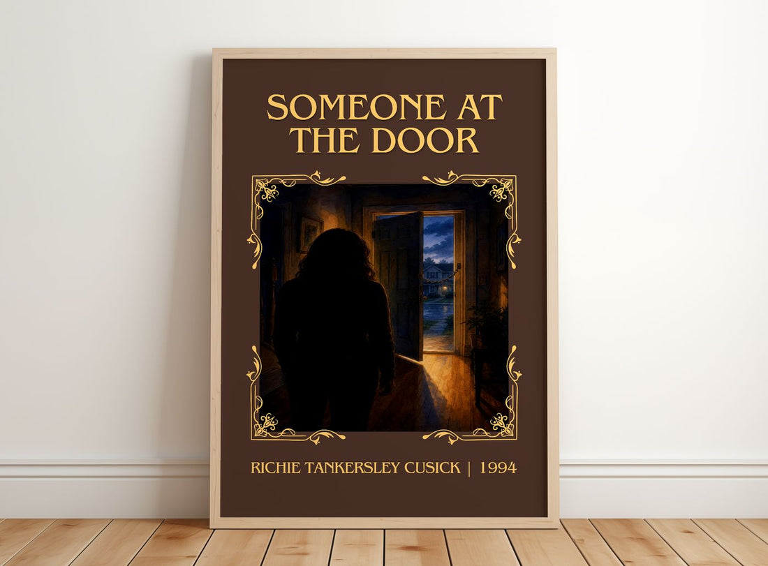 Someone at the door Classic Book Art Print by Richie Tankersley Cusick – framed print leaning on a wooden floor
