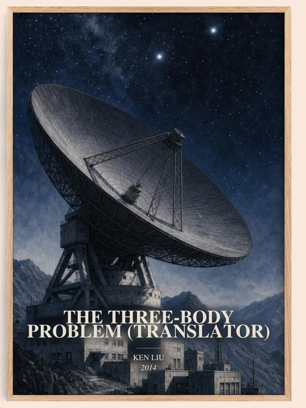 The Three-Body Problem (Translator) watercolour book poster by Ken Liu – framed literary art print