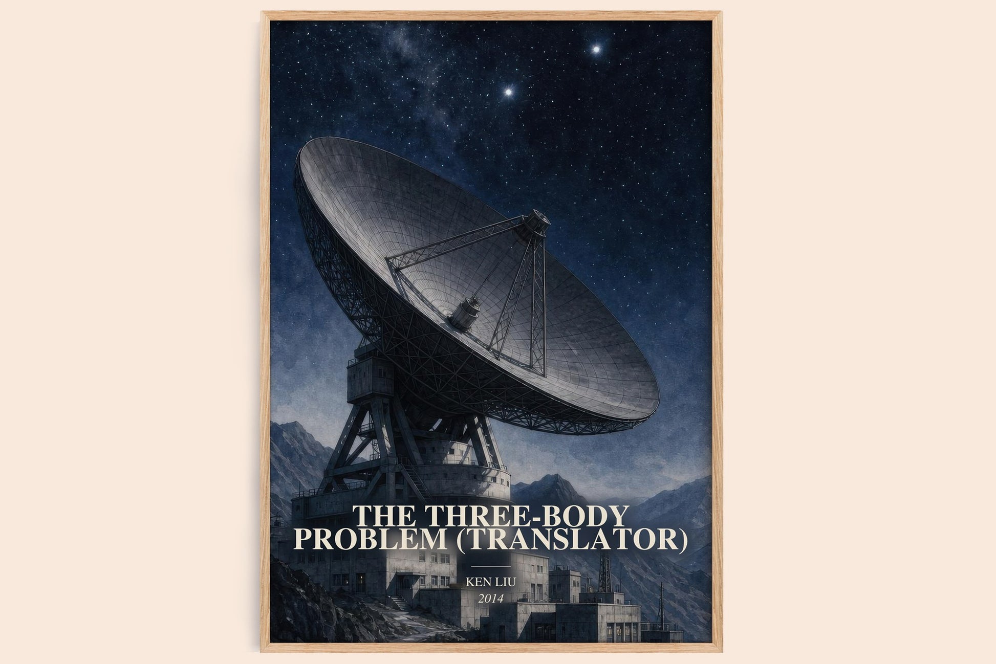 The Three-Body Problem (Translator) watercolour book poster by Ken Liu – framed literary art print