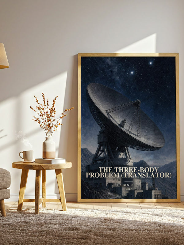 The Three-Body Problem (Translator) watercolour print in frame leaning in hallway – sci fi wall art